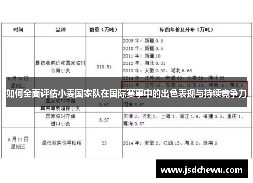 如何全面评估小麦国家队在国际赛事中的出色表现与持续竞争力